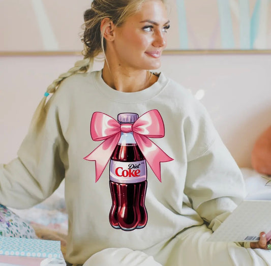 Diet Coke Pink Bow Crewneck